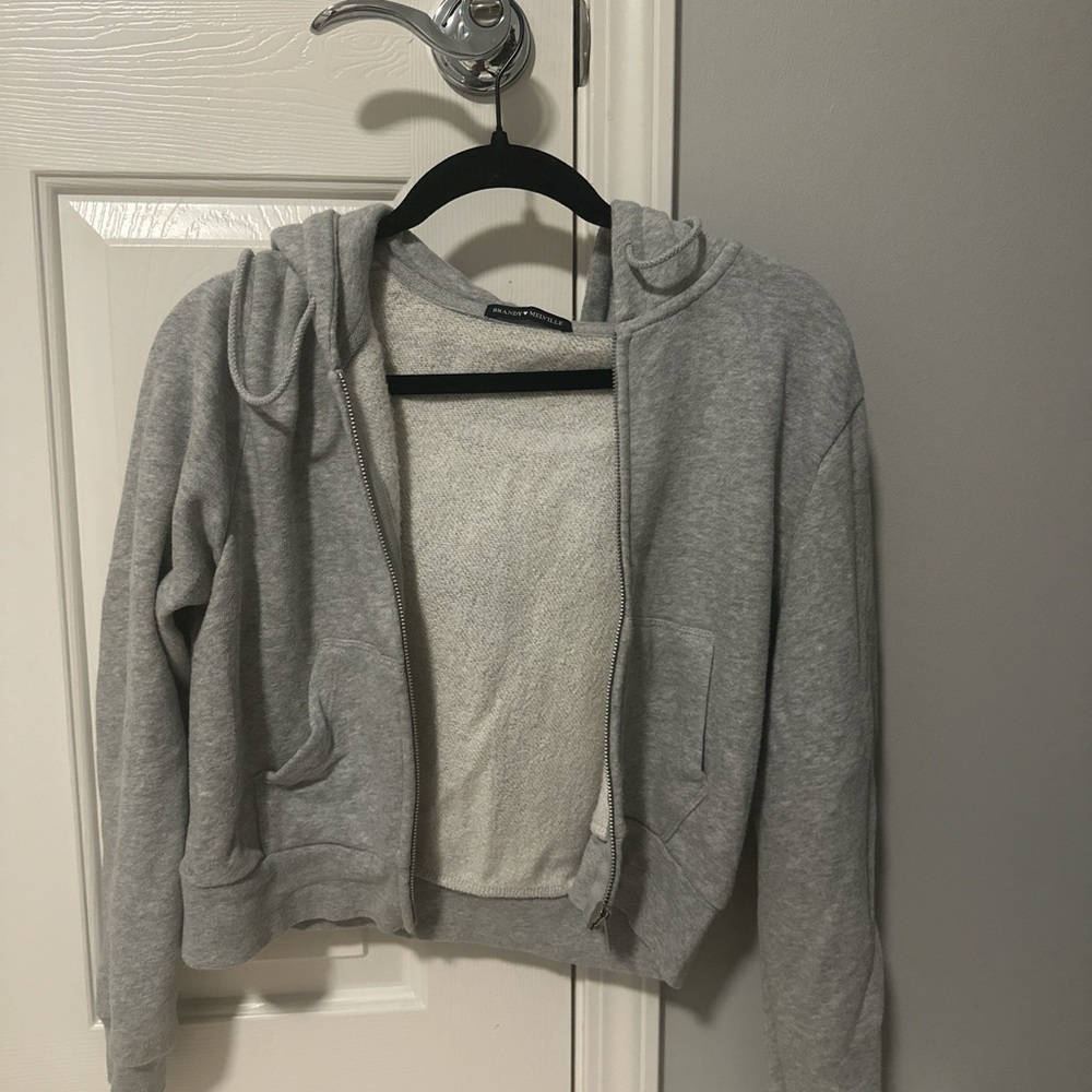 Brandy Melville Gray Women's Hoodie Zip Up